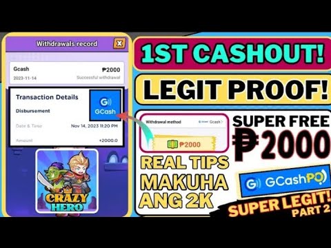 FREE GCASH FROM CRAZY HERO| REAL TIPS PARA MABILIS MAKUHA ANG 2K! LIVE CASHOUT#earnmoney #crazyhero